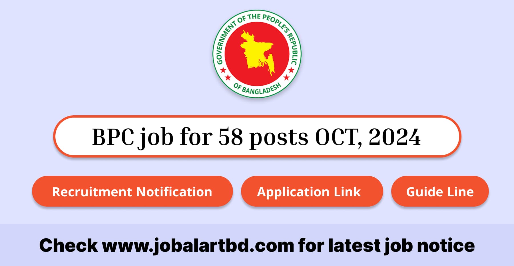 Job circular on BPC for 58 posts OCT, 2024